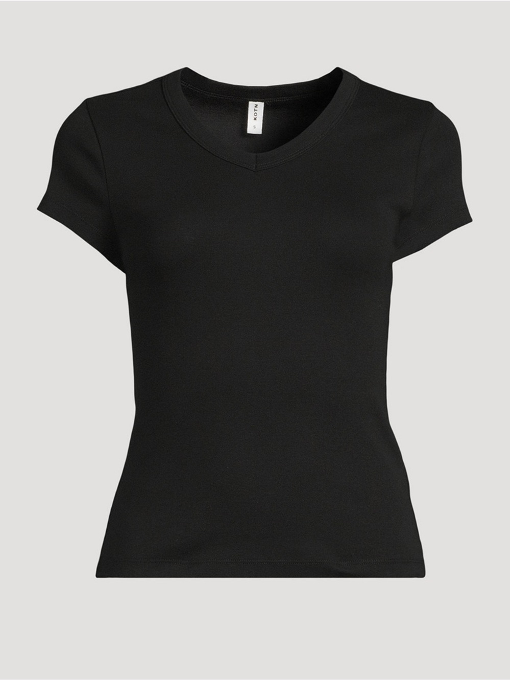 HOLT RENFREW Women’s Black V-Neck Short Sleeve Tee Minimalist T-Shirt Top